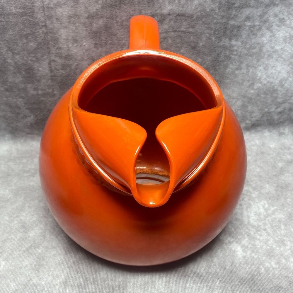 Vintage Anchor Hocking Tilt Ball Orange Ceramic Pitcher Jug & Tumblers Set - Picture 2 of 15